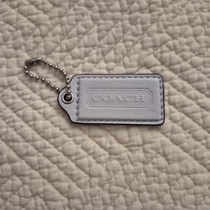Coach Light Gray Leather Keychain Hang Tag Hangtag Fob Vintage